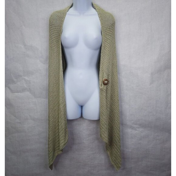 Soft Surroundings Waterfall Cardigan Women One Size Rayon Green Open Knit Button - Picture 6 of 13